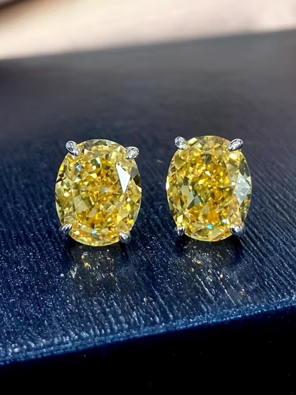 Yellow Oval Gemstone Stud Earrings - Elegant Women’s Jewelry